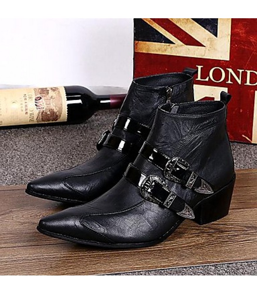 Shoes Limited Edition Pure Handmade Outdoor Party Evening Leather Fashion Boots Black